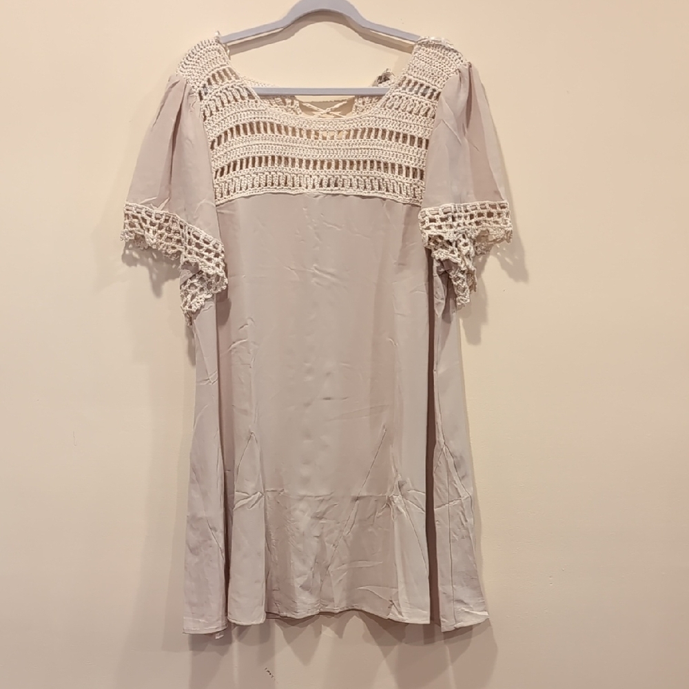 Umgee Cream Crochet Detail Top